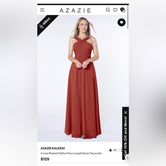 Azazie Kaleigh Terracotta Bridesmaid Dress Like New - Picture 1 of 5